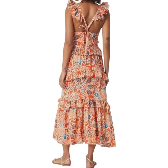 Misa Floral Maci Dress In Tangerine Flora Large New Retails $402 - Picture 3 of 7